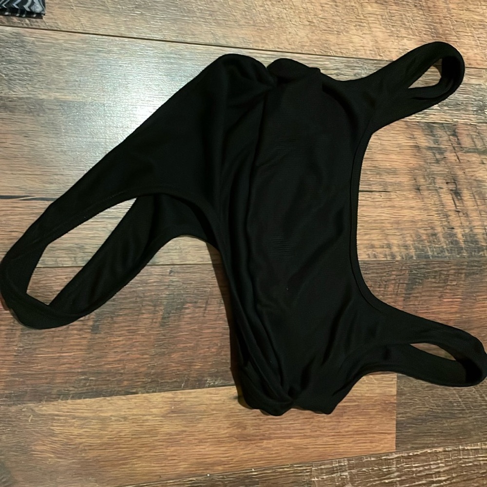black fasion nova crossed cropped top